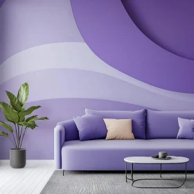 Modern Purple Interior with Green Plant