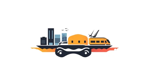 Modern Urban Scene with Train