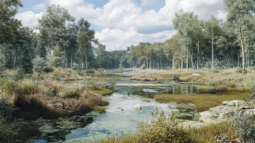 Peaceful Forest Scene with Scenic River