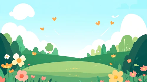 Whimsical Flower Meadow Scene