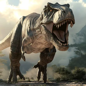 Majestic T-Rex Roaming in Prehistoric Landscape