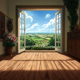Pastoral Vista from Indoor Setting