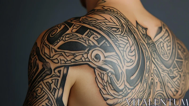 Complex Geometric Tattoo on Shoulder AI Image
