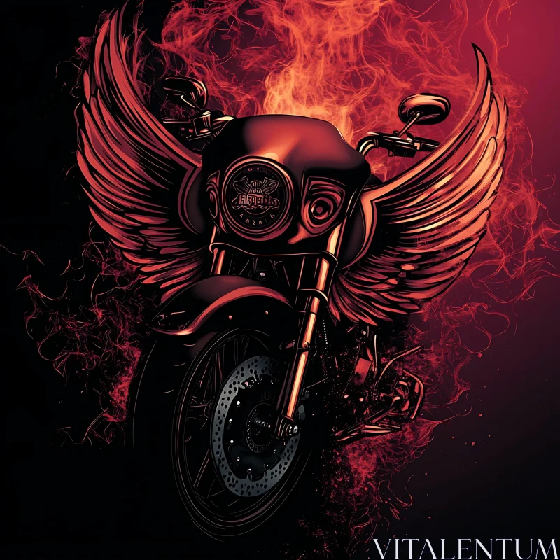 AI ART Motorcycle with Wings and Flames