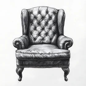 Classic Tufted Armchair Drawing