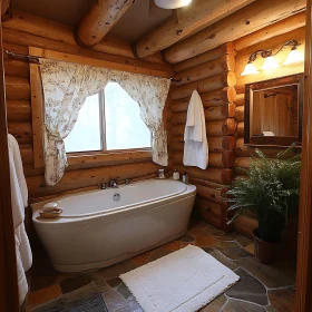 Cozy Log Cabin Bathroom Interior