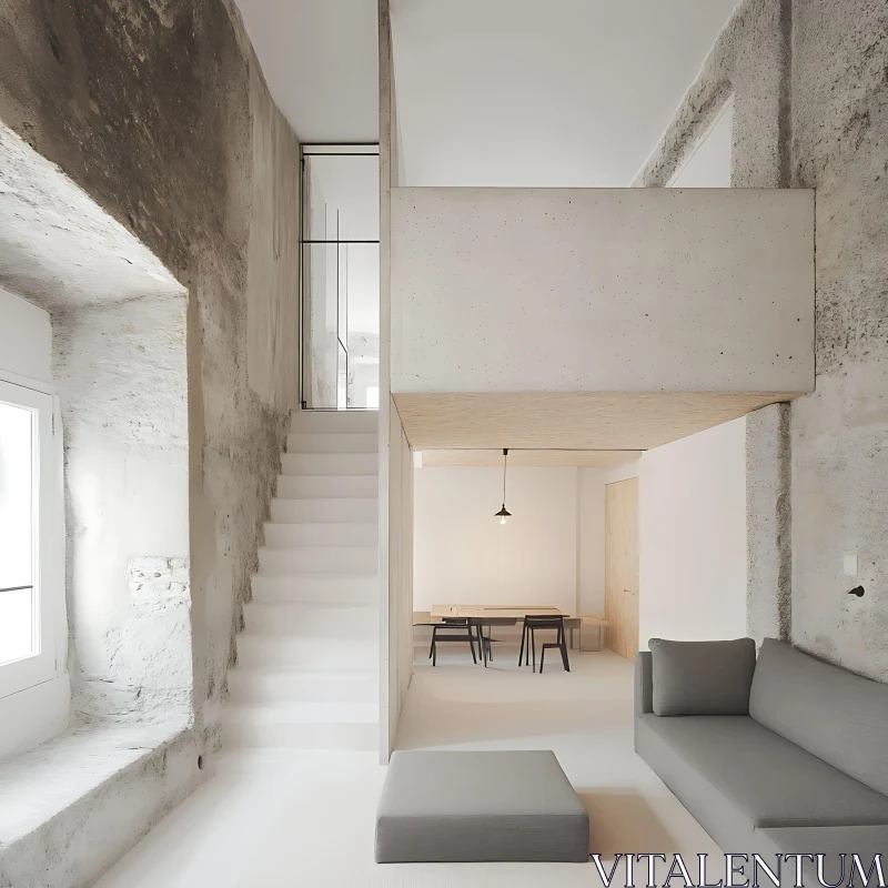 Modern Interior with Concrete and White Accents
