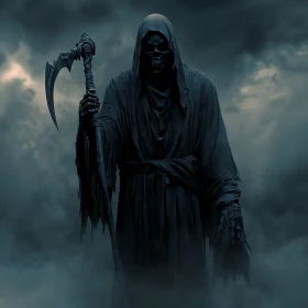 Hooded Death Figure in Dark Setting