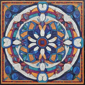 Symmetrical Floral Design with Geometric Elements