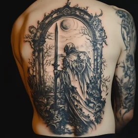 Medieval Knight Gothic Back Tattoo