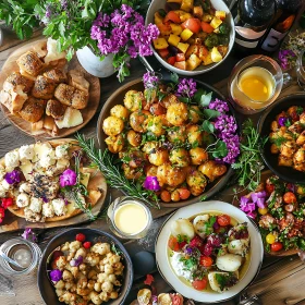 Culinary Still Life with Floral Accents