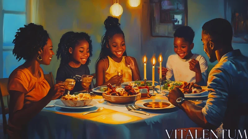 Candlelit Family Dinner AI Image