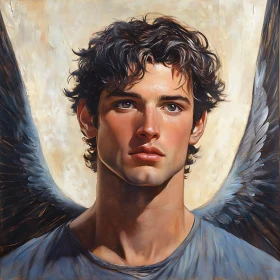 Ethereal Angelic Figure with Dark Hair