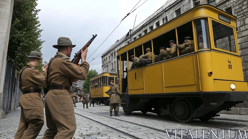 Soldiers and Trams in a Historical Setting