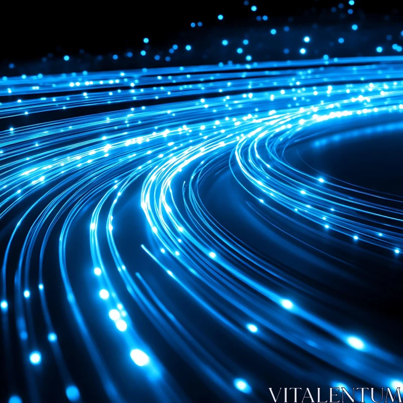 AI ART Abstract Blue Light Fiber Optic Design
