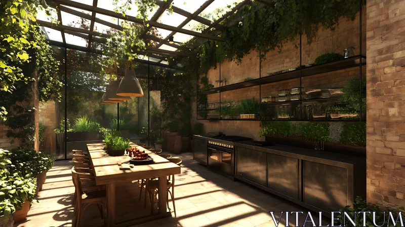 Sunlit Indoor Dining with Greenery
