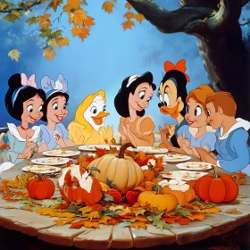 Animated Friends Thanksgiving Celebration