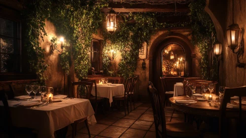 Romantic Dining in an Ivy-Covered Restaurant