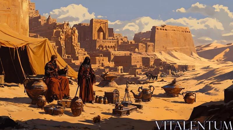 Desert Scene with Ancient Ruins