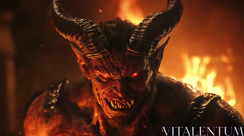 Fiery Demon with Horns
