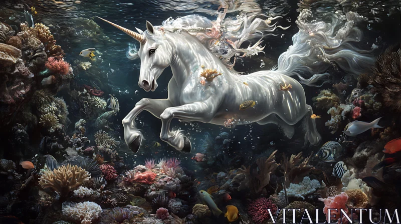 Mystical Unicorn in Ocean Depths