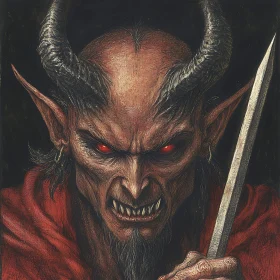Horrific Demon with Red Eyes