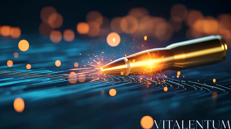 Bullet and Circuit Board Interaction AI Image