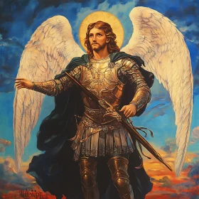 Winged Guardian with Sword Painting