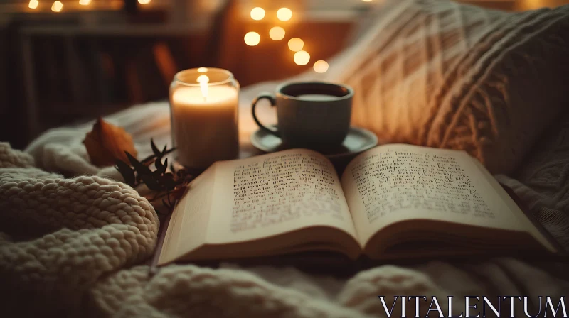 Warm Ambiance with Book and Candle