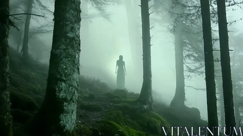 Silhouette in Foggy Woods