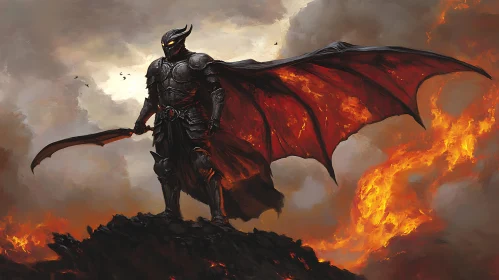 Fiery Warrior in Dark Armor