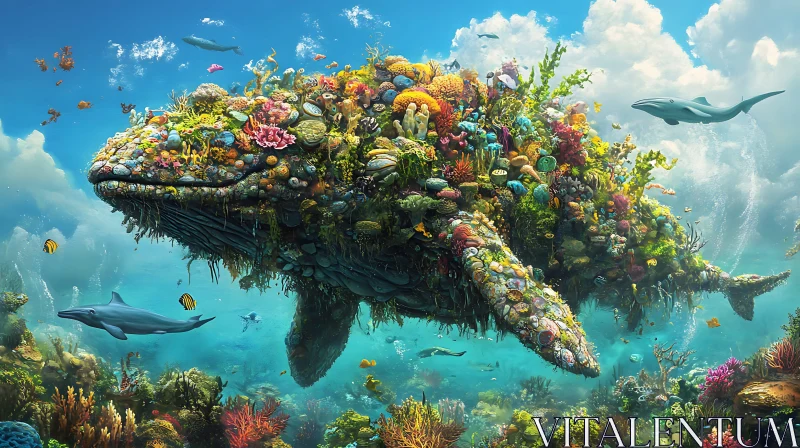 Underwater Whale with Coral Reef