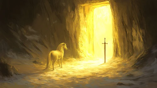 Golden Light in a Mystical Cave