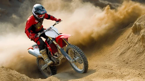 Motocross Rider Kicking up Dust