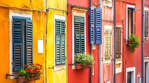 Vibrant European Architecture with Window Shutters