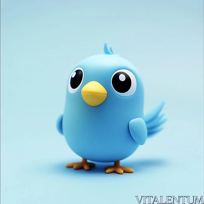 Whimsical Blue Bird Illustration