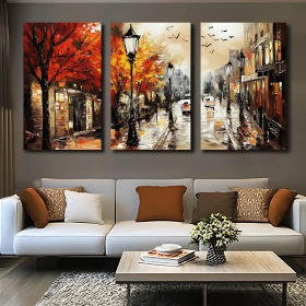 Cityscape Painting with Autumnal Colors
