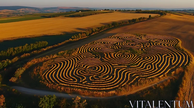 AI ART Aerial View of Maze Field
