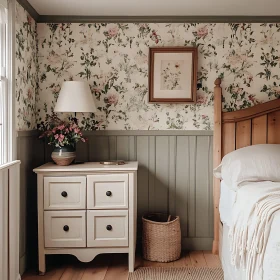 Cozy Bedroom with Floral Wallpaper