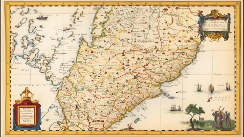 Historical Region Map with Vintage Design