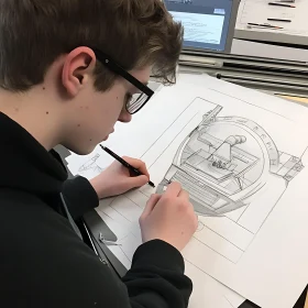 Focused Sketching of Technical Drawing