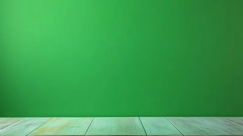 Green Backdrop with Wooden Floor