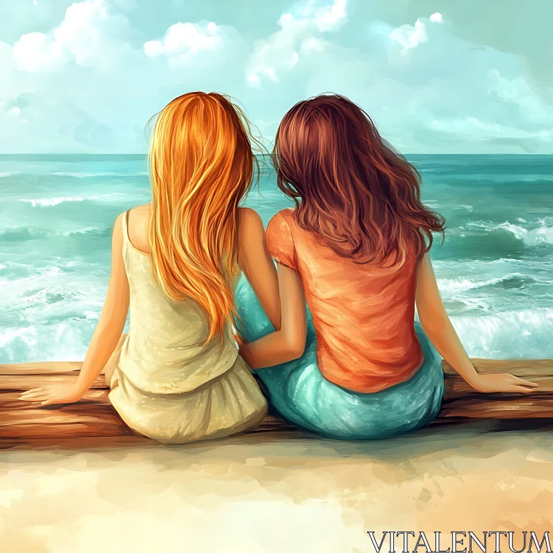 Two friends watching the ocean