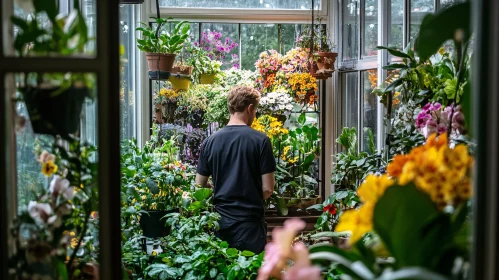 Botanical Greenhouse with Potted Plants