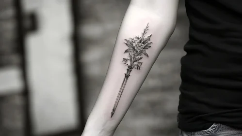 Intricate Floral Sword Tattoo Design