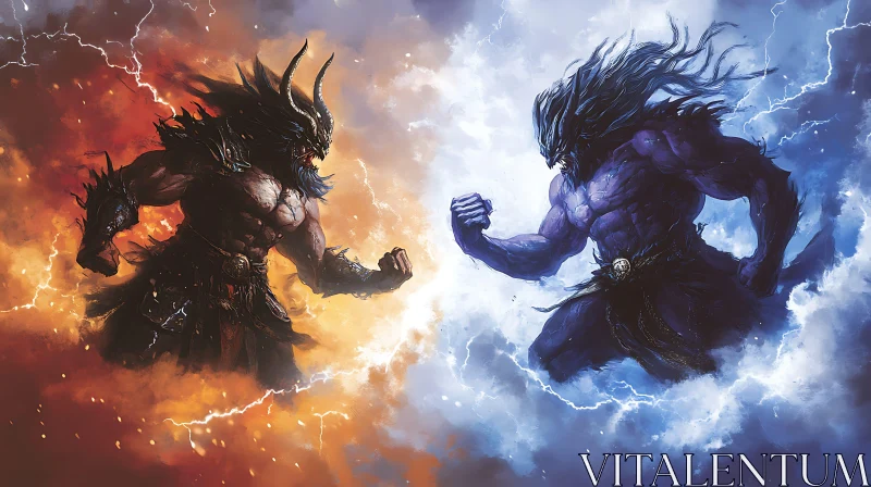 Elemental Gods in Epic Confrontation AI Image