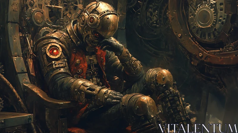 Steampunk Cyborg in Industrial Setting