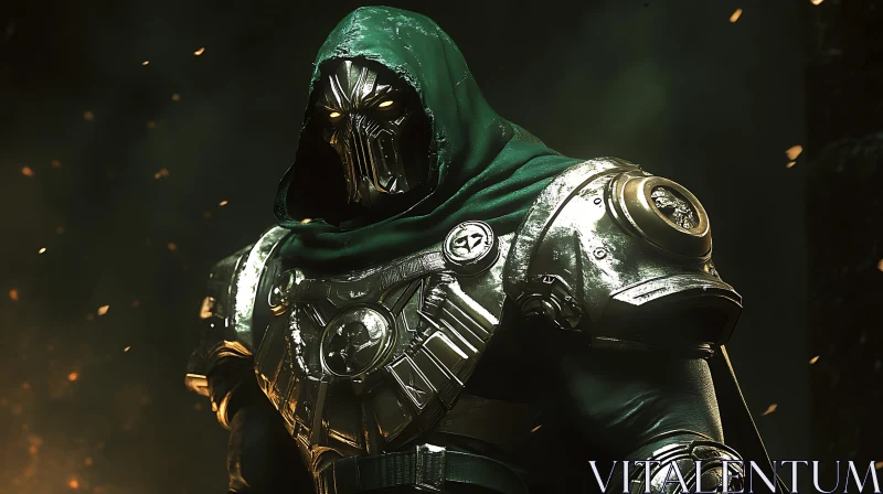Metallic Armor Character with Glowing Eyes