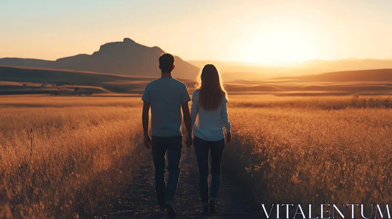 Couple Walking at Sunset