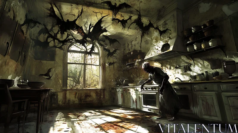 AI ART Decayed Kitchen: A Zombie's Haunt